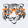 Kids Personalised Tiger With Glasses T Shirt, thumbnail 3 of 5