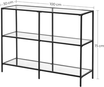 Console Table With Three Shelves And Glass Tier, 2 of 8