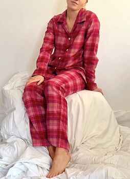 Brushed Cotton Pyjamas In Sunset Plaid, 2 of 4