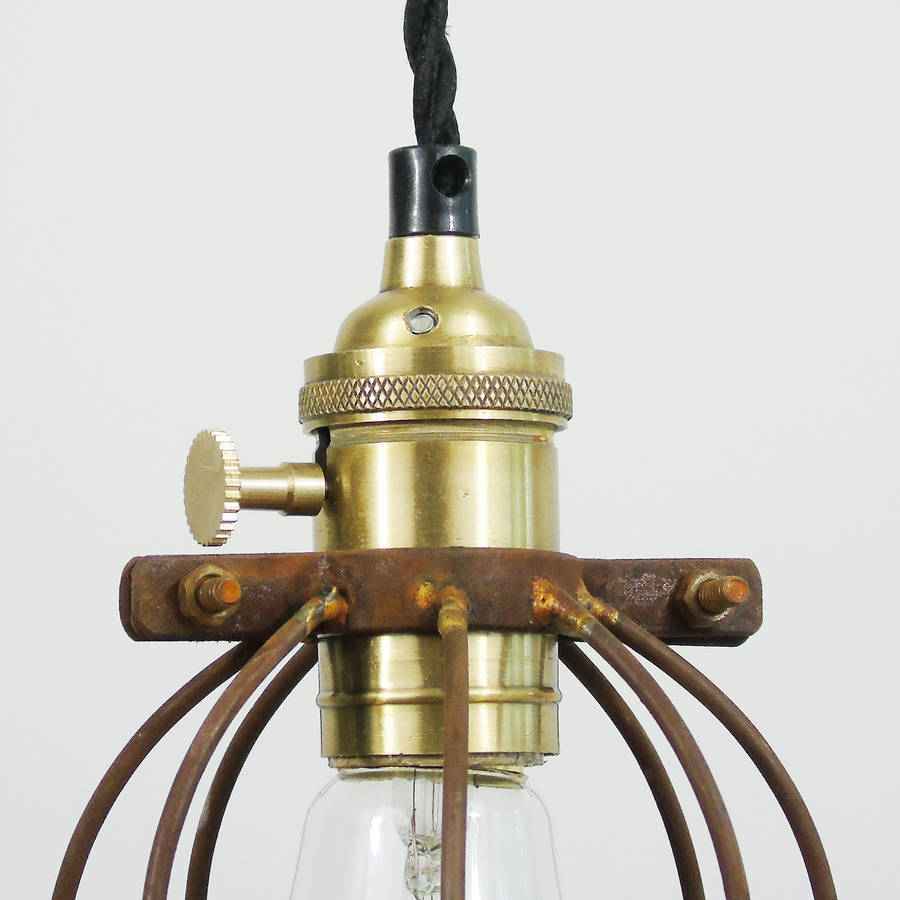 industrial rusted wire pendant light by the den & now