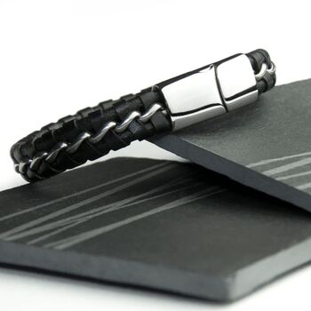 Personalised Men's Metal Detailed Leather Bracelet, 2 of 6