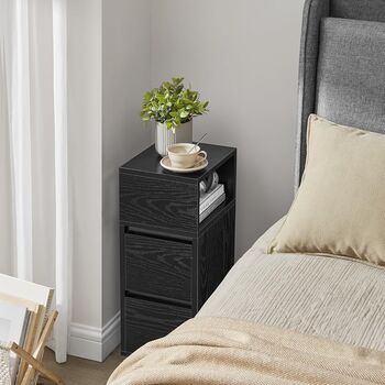 Slim Bedside Table With Drawers And Open Compartment, 3 of 9