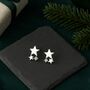 Christmas Sparkle Sterling Silver Star Stud Earrings, thumbnail 4 of 8