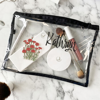 Personalised Birth Flower Clear Makeup Bag, 7 of 8