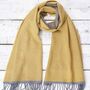 Cashmere Mix Scarf Mustard Yellow And Grey Reversible, thumbnail 1 of 2