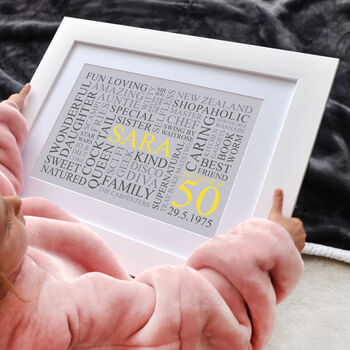 Personalised 50th Birthday Word Art Print, 6 of 12
