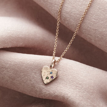 Confetti Birthstone Heart Charm Necklace, 4 of 9