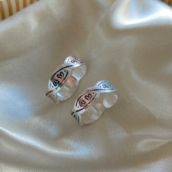 Silver Colourful Dna Muslim Band Adjustable Toe Ring, 5 of 6