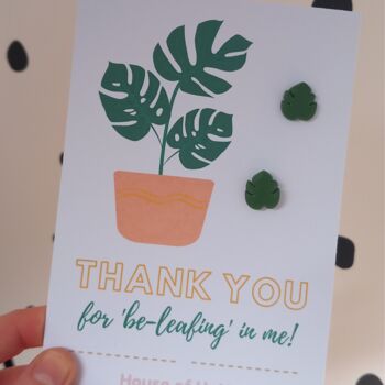Monstera Leaf Stud Earring Thank You Gift, 4 of 4