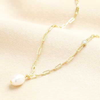 Sterling Silver Paperclip Pearl Pendant, 3 of 8