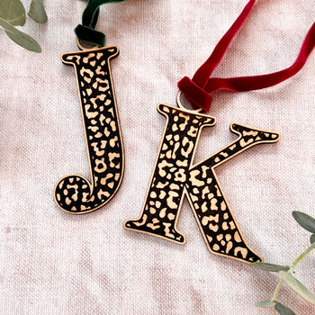 Monogram Leopard Print Wooden Decoration, 8 of 8