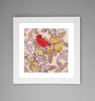 'Cardinal And Apples' Print, 3 of 3