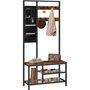 Rack Stand Bench Shelves Storage Unit With Hooks, thumbnail 9 of 9