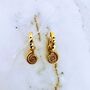 The Ammonite Accent Pyramid Gold Plated Hoop Earrings, thumbnail 1 of 4