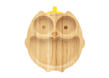 Bamboo Owl Plate With Suction Yellow, 2 of 5
