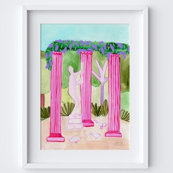 Three Pillars' Dance Painted Garden Scene Art Print, 2 of 2
