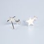 Sterling Silver Star And Crystal Stud Earrings, thumbnail 2 of 4