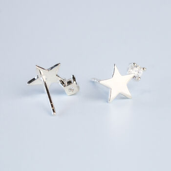 Sterling Silver Star And Crystal Stud Earrings, 2 of 4