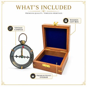 Vintage Spencer Brass Compass With Wooden Box, 9 of 11
