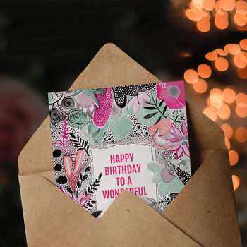 Boho Wildflowers Pink Flowers Mam Her Birthday Card, 3 of 5