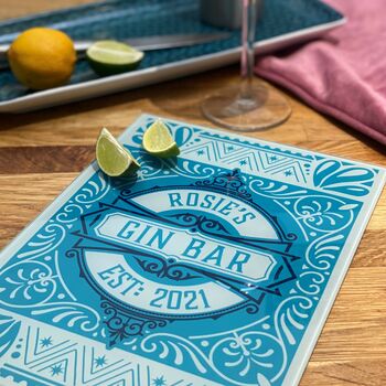 Personalised Gin Bar Glass Chopping Board, 6 of 8