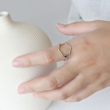 Sterling Silver Geometric Adjustable Rings, 2 of 6