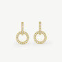 Double Hoop Pavé Earrings With Round Removable Charms In Gold, thumbnail 1 of 5