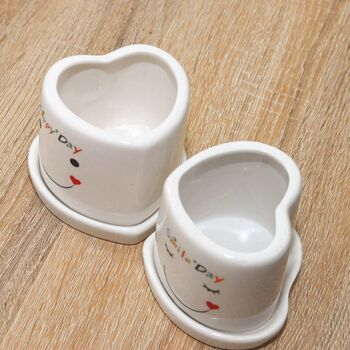 Smiley Face Heart Shaped Planter With Choice Of Plant, 4 of 6