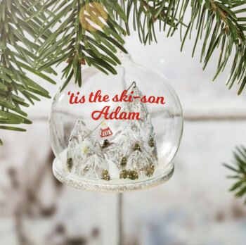 Personalised Ski Mountain Dome Bauble, 2 of 4