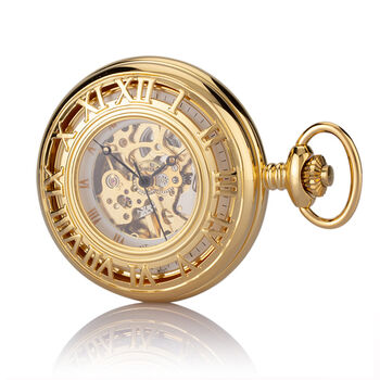 Numerals Skeleton Pocket Watch – Gold Plated, 2 of 8
