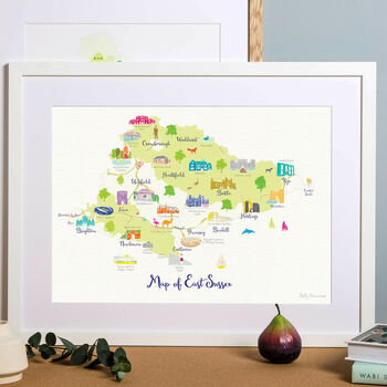 Map Of East Sussex By Holly Francesca | notonthehighstreet.com