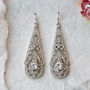 Ophelia Crystal 1920s Style Filigree Earrings, thumbnail 1 of 3