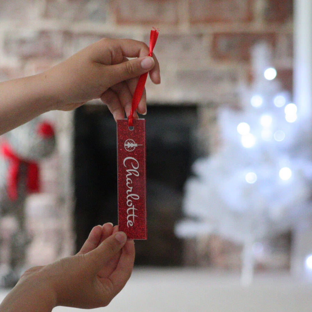 Personalised Straight Bauble With Red Glitter Backing, 1 of 5