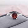 Genuine Garnet Oval Ring In Sterling Silver, thumbnail 5 of 11
