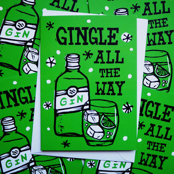 Funny Christmas Cards Pack Gin And Pizza Puns, 2 of 6