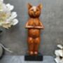 32cm Handcarved Yoga Cat Wooden Ornament Gift Decor, thumbnail 2 of 12