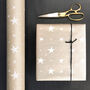 Brown Christmas Wrapping White Stars Paper 5m Roll, thumbnail 1 of 3