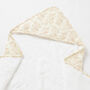 Neutral Floral Organic Cotton Muslin Hooded Baby Towel, thumbnail 3 of 5