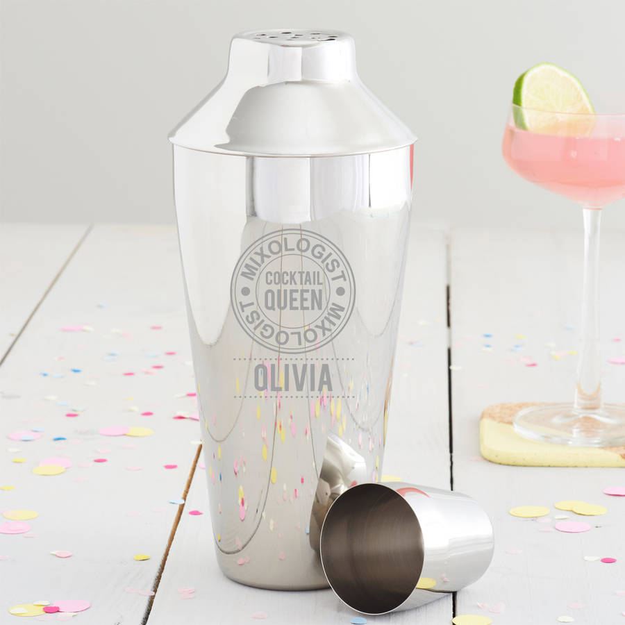 Personalised 'Cocktail Queen' Motif Shaker