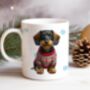 Personalised Wirehaired Dachshund In Christmas Jumper Mug, thumbnail 1 of 2