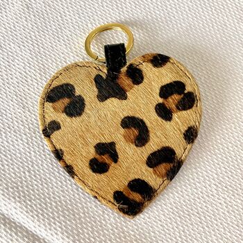 Leopard Print Leather Heart / Star Keyring / Charm, 4 of 8