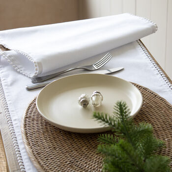 White Table Runner With Pom Pom Edge, 2 of 3