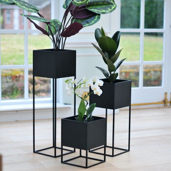 Square Metal Planter With Stand, 3 of 9