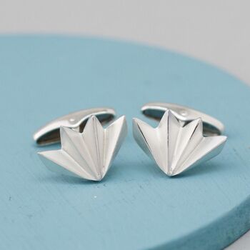 Geometric Sterling Silver Cufflinks. Fan Shape, 4 of 6