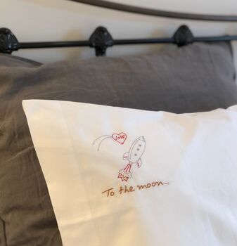 To The Moon.. And Back Embroidered Pillowcases, 6 of 7