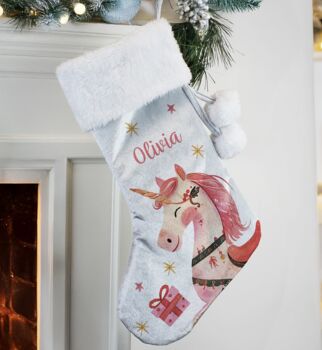 Personalised Velvet Unicorn Stocking Or Sack, 5 of 7