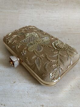 Gold Raw Silk Rectangular Clutch Bag, 2 of 10