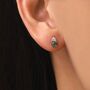 Sterling Silver Moss Agate And Cz Screw Back Stud Earrings With Ball Backs, thumbnail 8 of 12