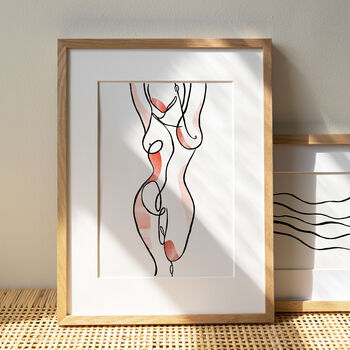 'Sunday Stretch' Nude Line Art Print, 5 of 9