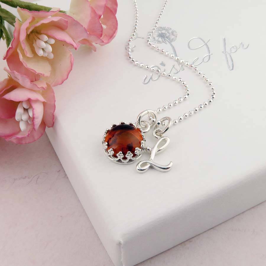 amber necklace, personalised november birthstone by wished for ...